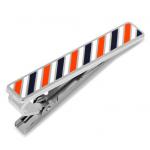 Varsity Stripes Navy, Orange, and White Tie Clip.jpg